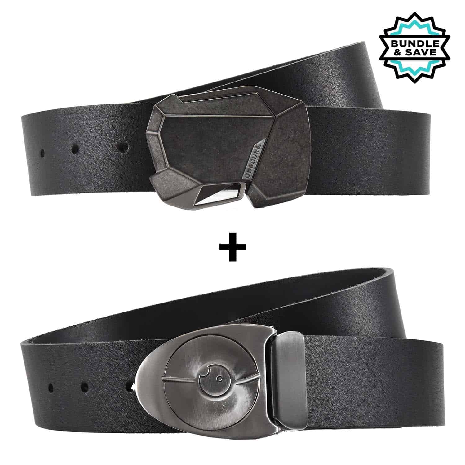 belt sale for two black leather belts with cool belt buckles