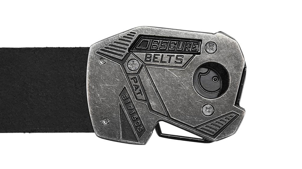 Black-Ops Fractal Buckle | Cyberpunk Leather Belt – Obscure Belts
