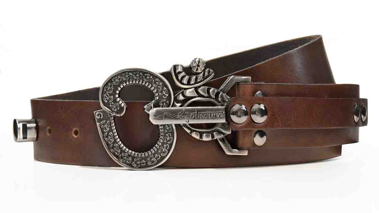 Satin Gunmetal Ohm 2.0 Buckle on Leather Belt